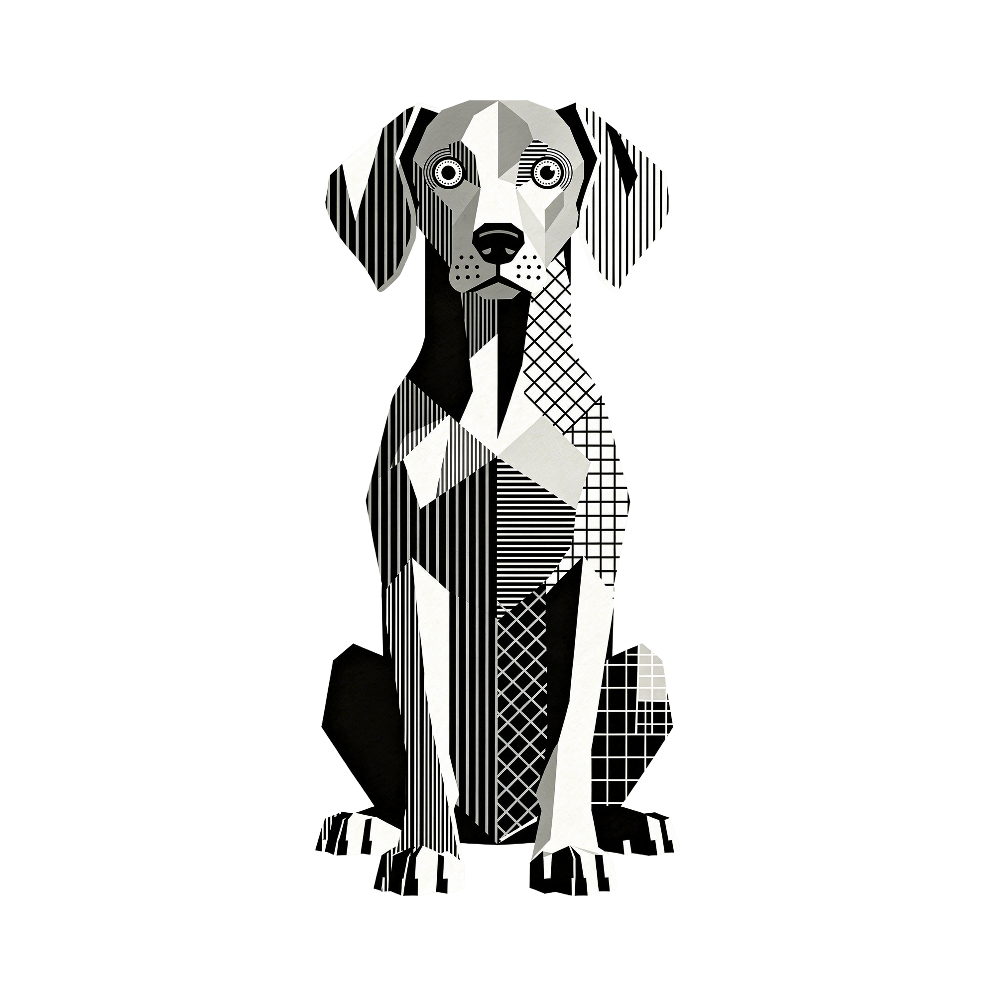 Weimaraner Geometric Line Art - White