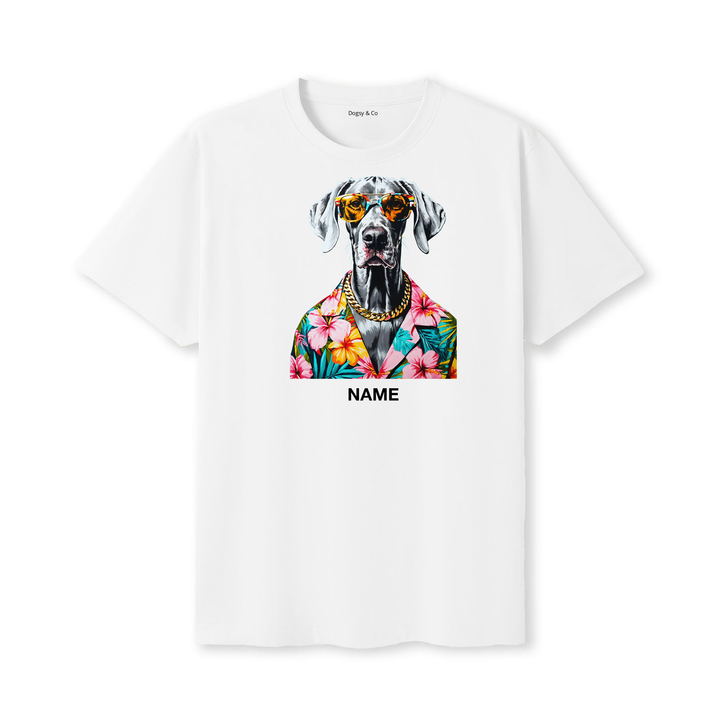 Weimaraner Hawaii Dog Custom T-Shirt - White