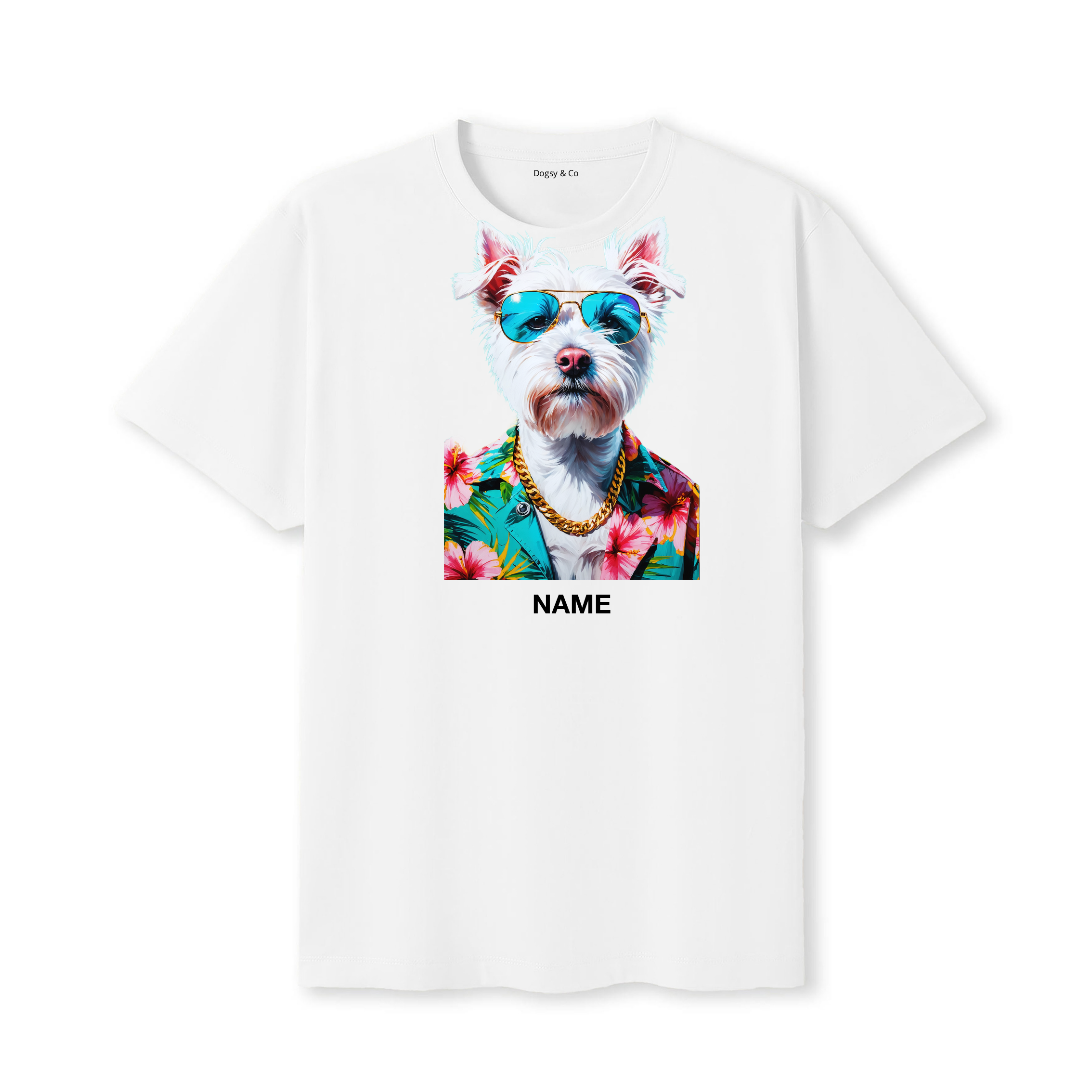 West Highland White Terrier Hawaii Dog Custom T-Shirt - White
