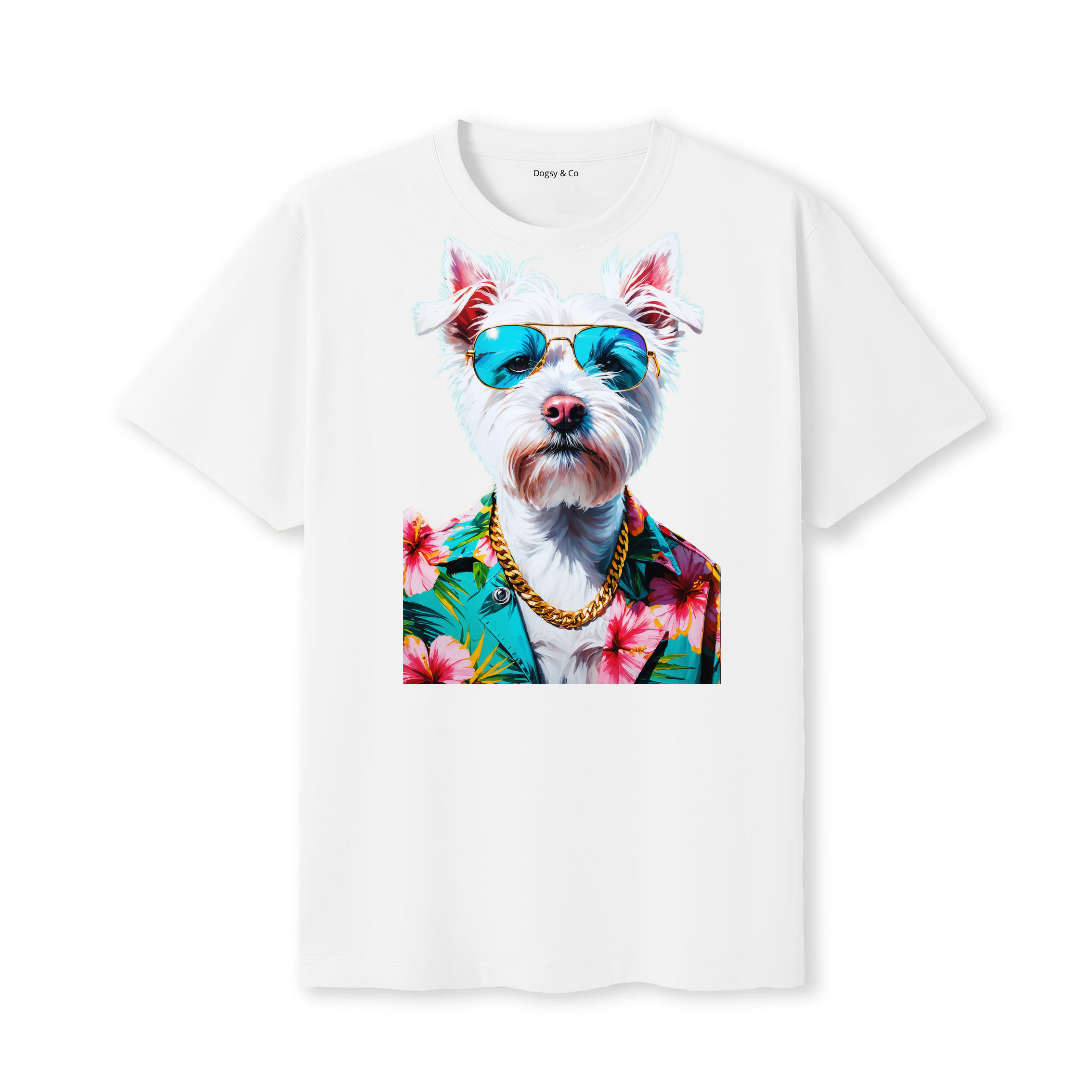 West Highland White Terrier Hawaii Dog T-Shirt - White