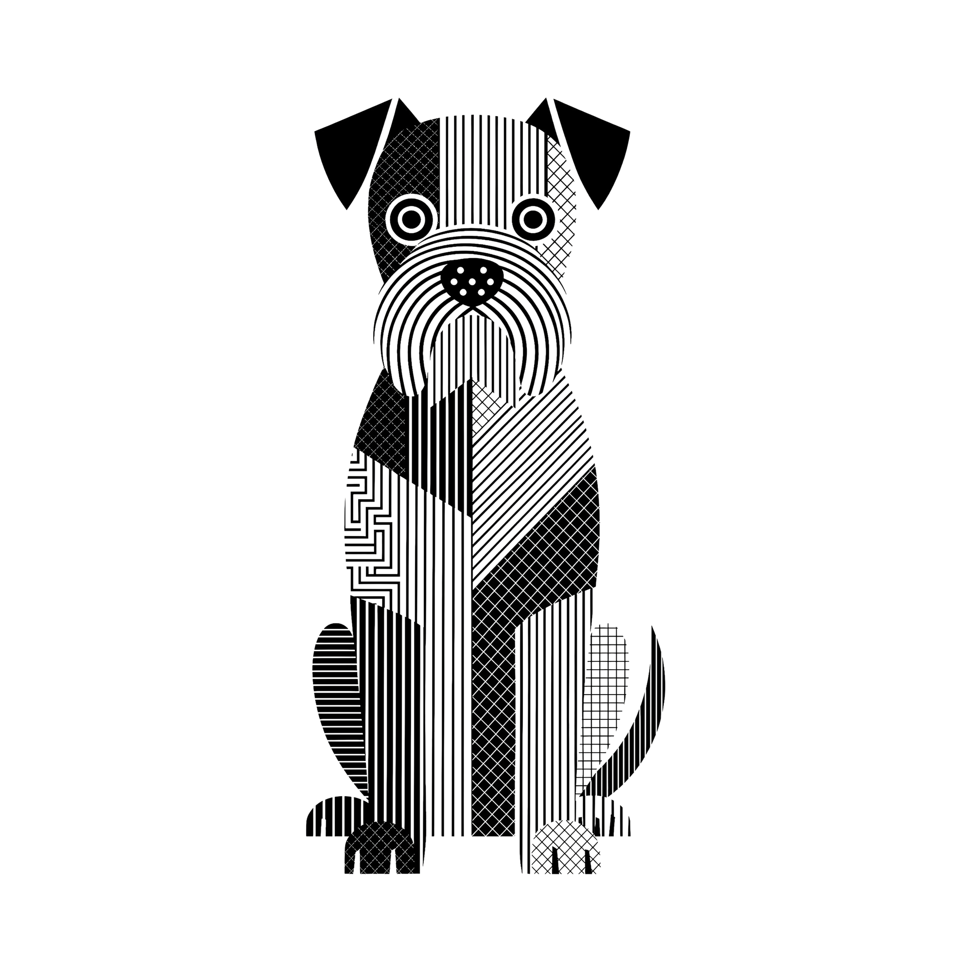 Wheaten Terrier Geometric Line Art - White