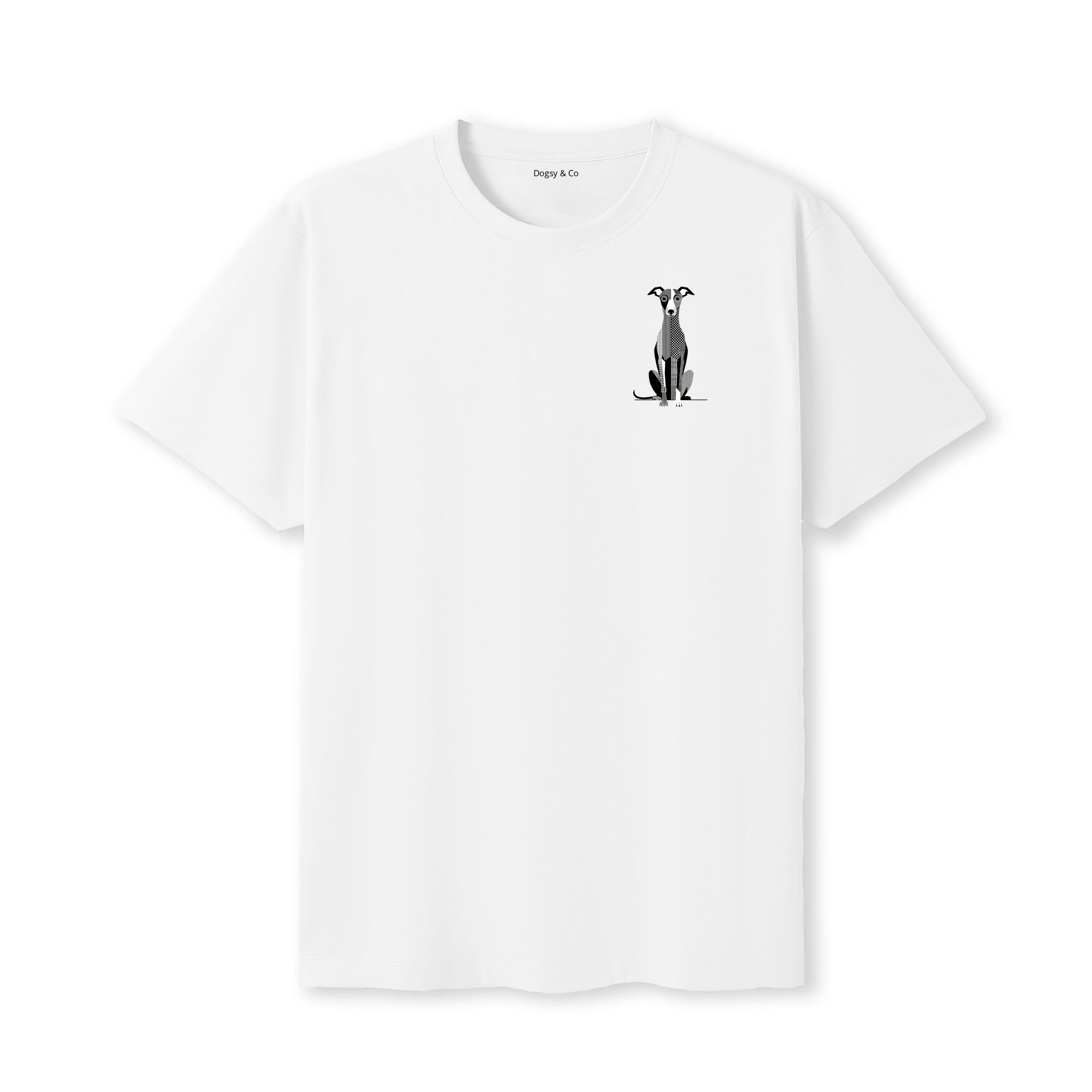 Whippet Geometric Line T-Shirt - White