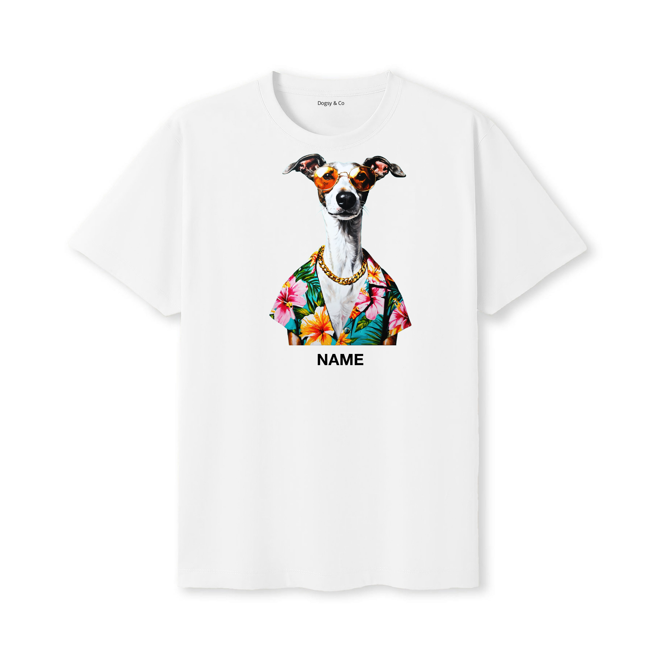 Whippet Hawaii Dog Custom T-Shirt - White