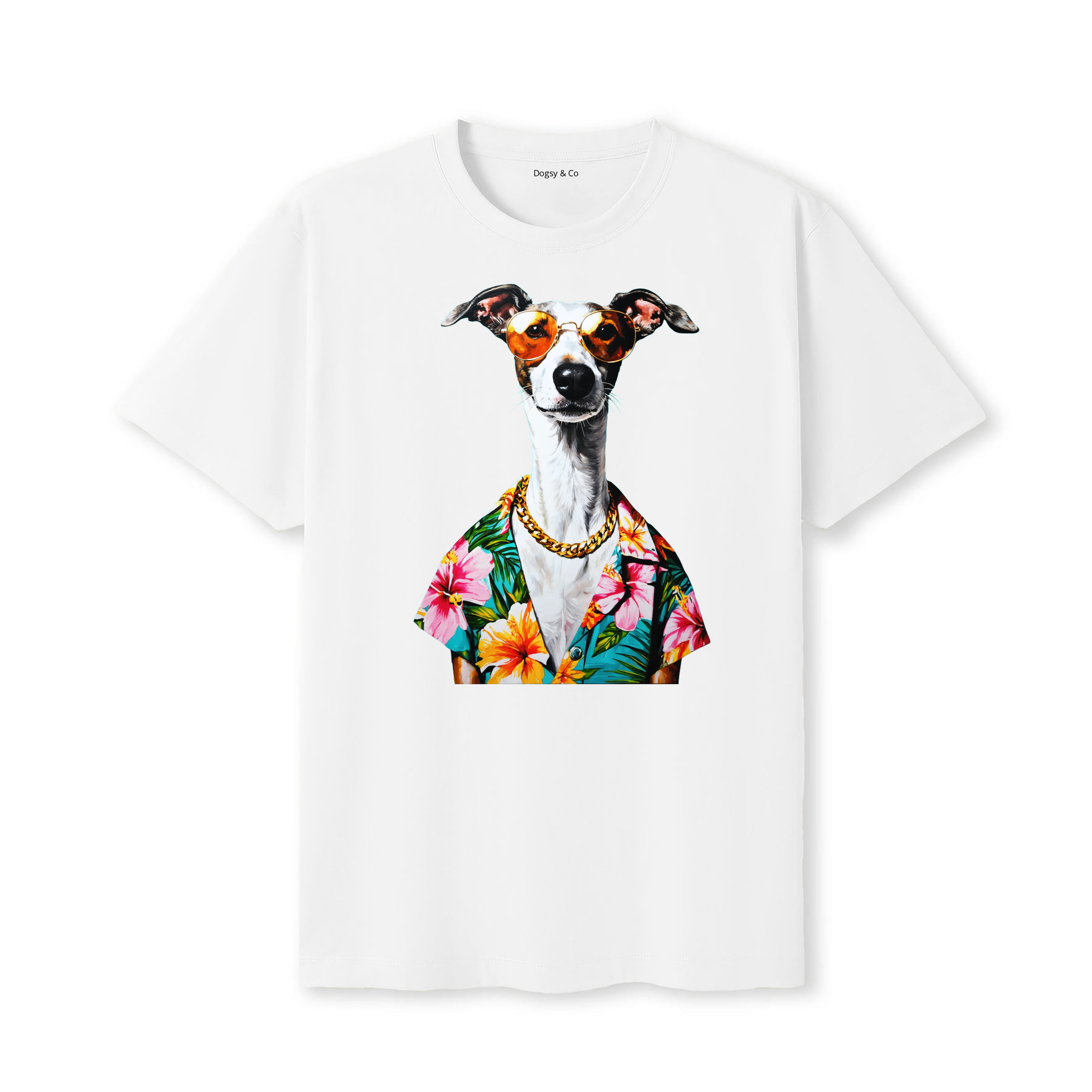 Whippet Hawaii Dog T-Shirt - White