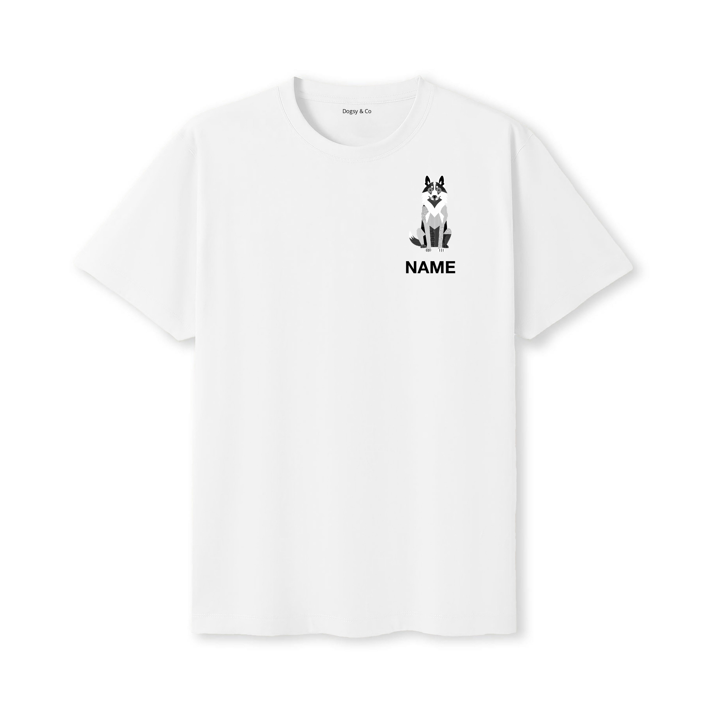 White Swiss Shepherd Geometric Line T-Shirt Custom - White