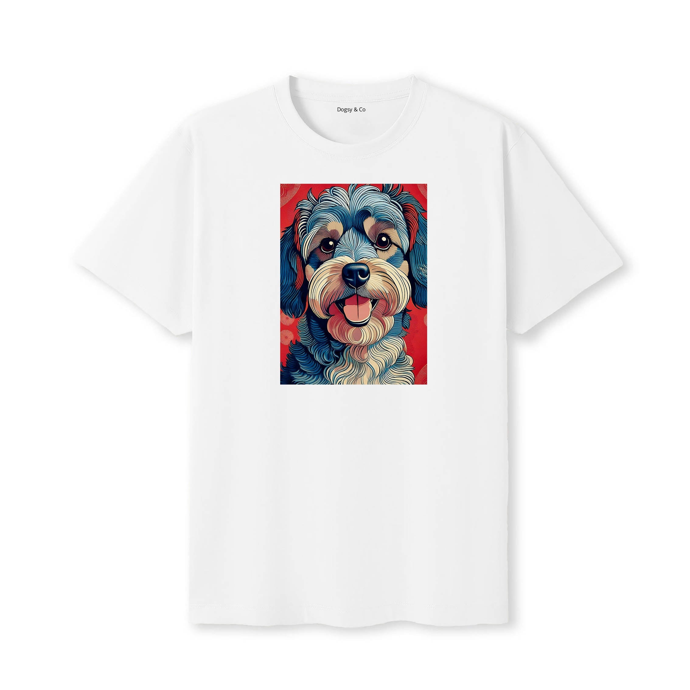 Yorkipoo Hokusai Dog Portrait T-Shirt White