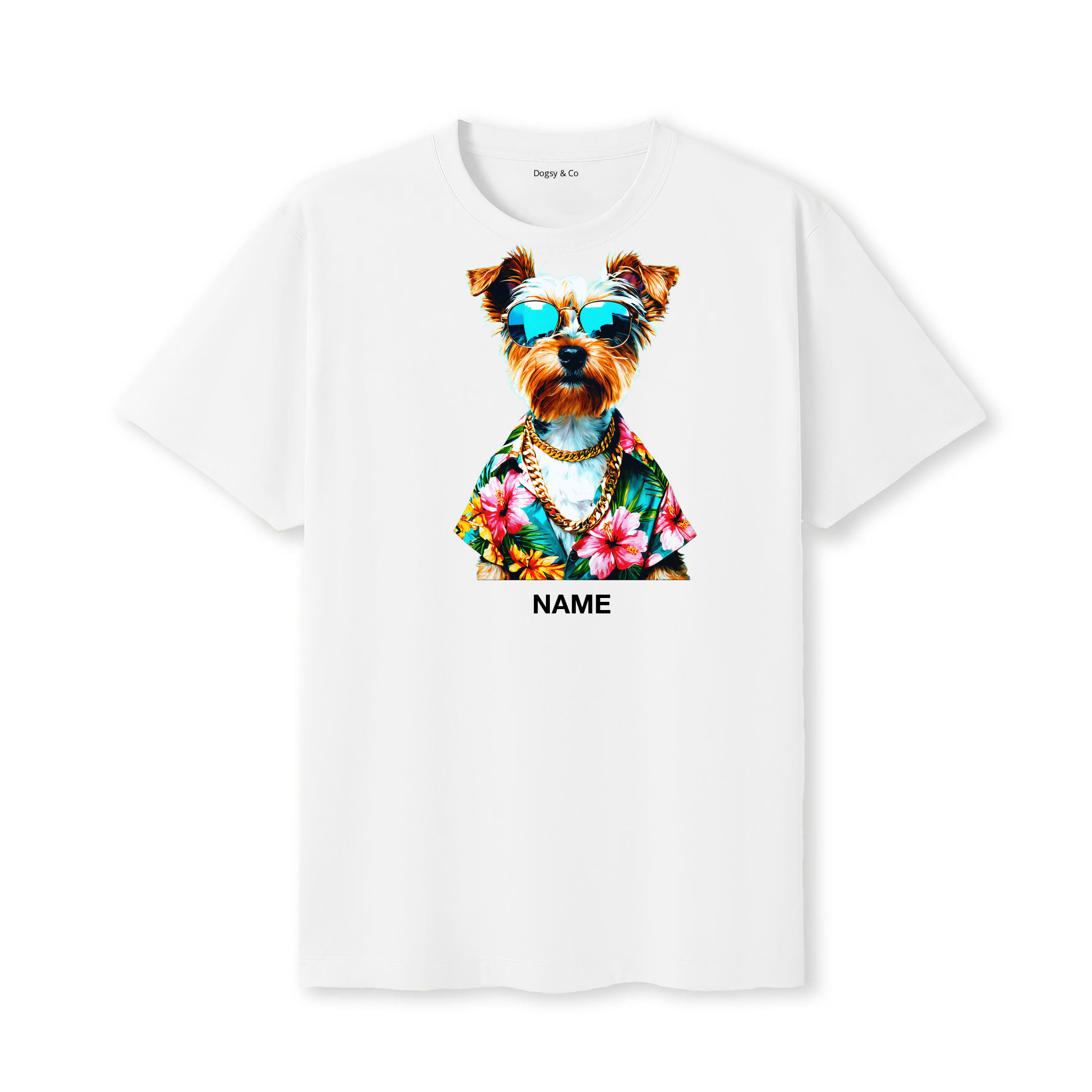 Yorkshire Terrier Hawaii Dog Custom T-Shirt - White