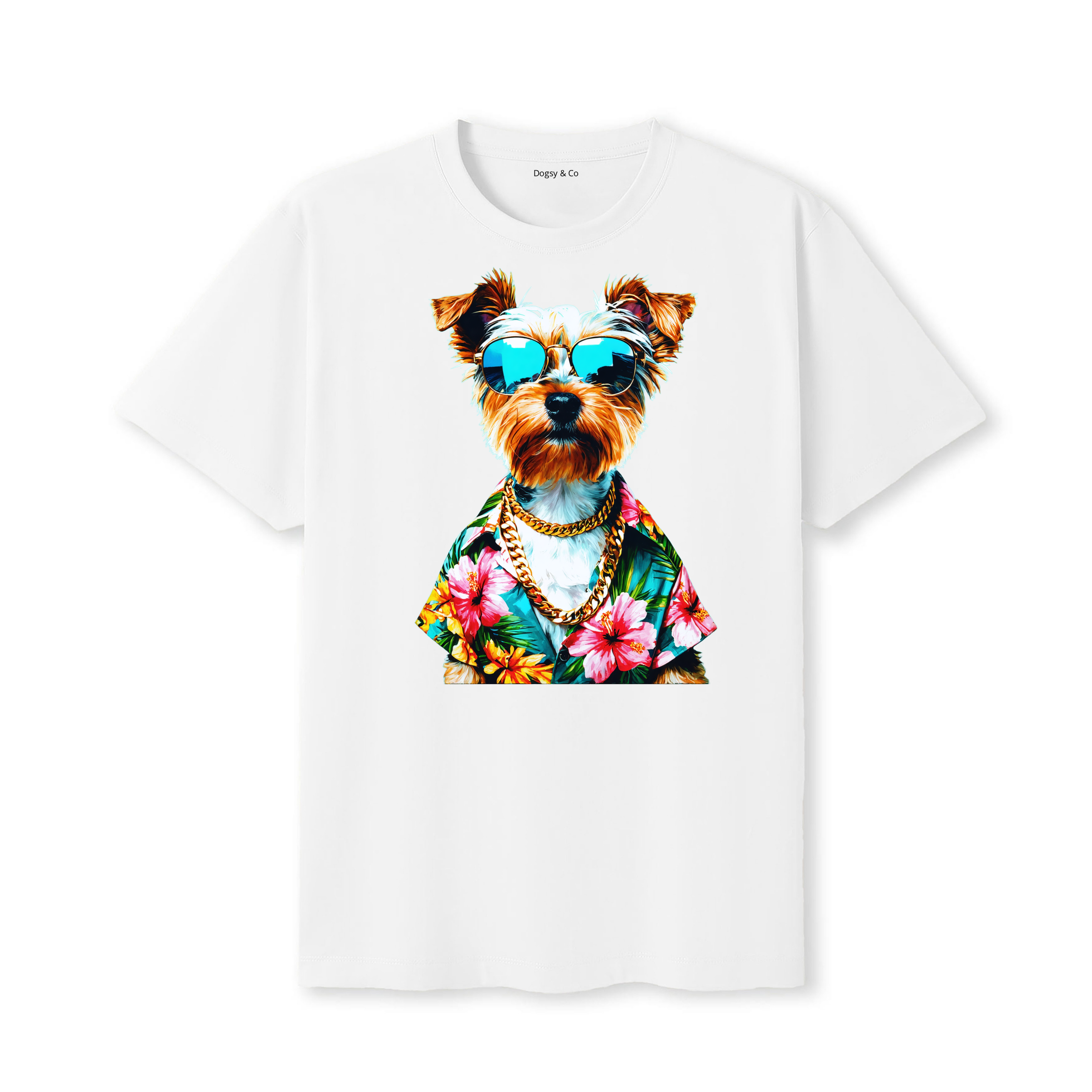 Yorkshire Terrier Hawaii Dog T-Shirt - White